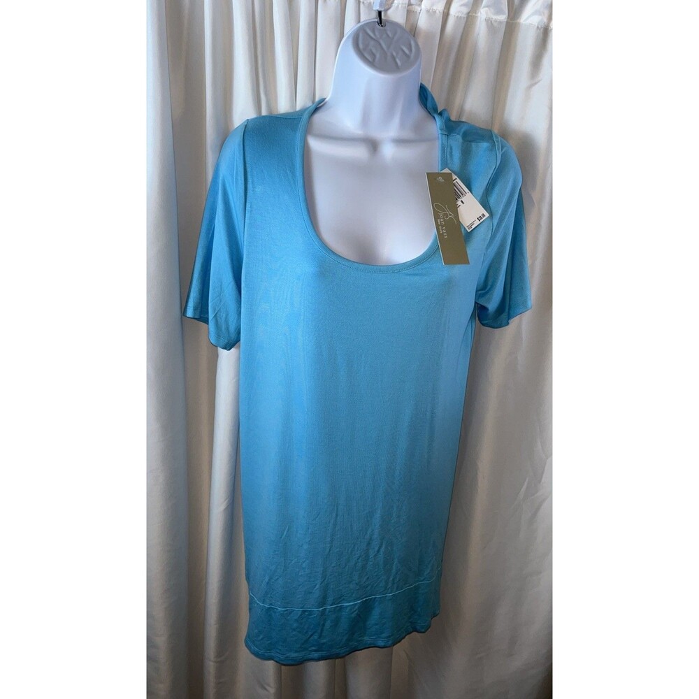 Joan Vass Women’s Baby Blue Tunic Top Size M Relax Fit Beach Minimalist Summer
